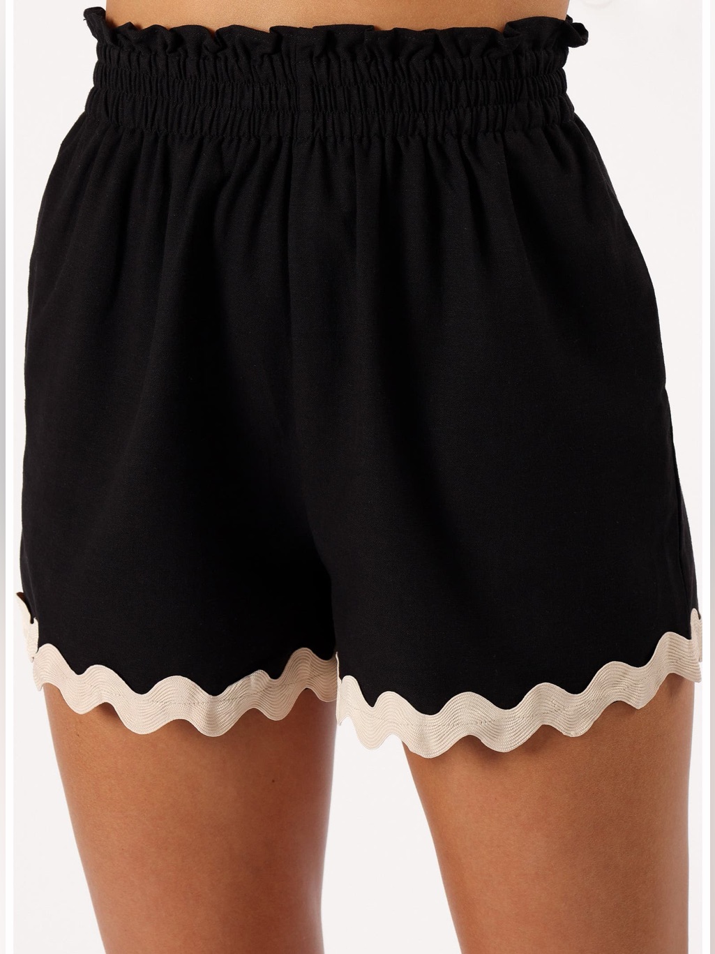 Petal & Pup High Rise Scallop Trim Pull On Linen Cotton Shorts Size Small
